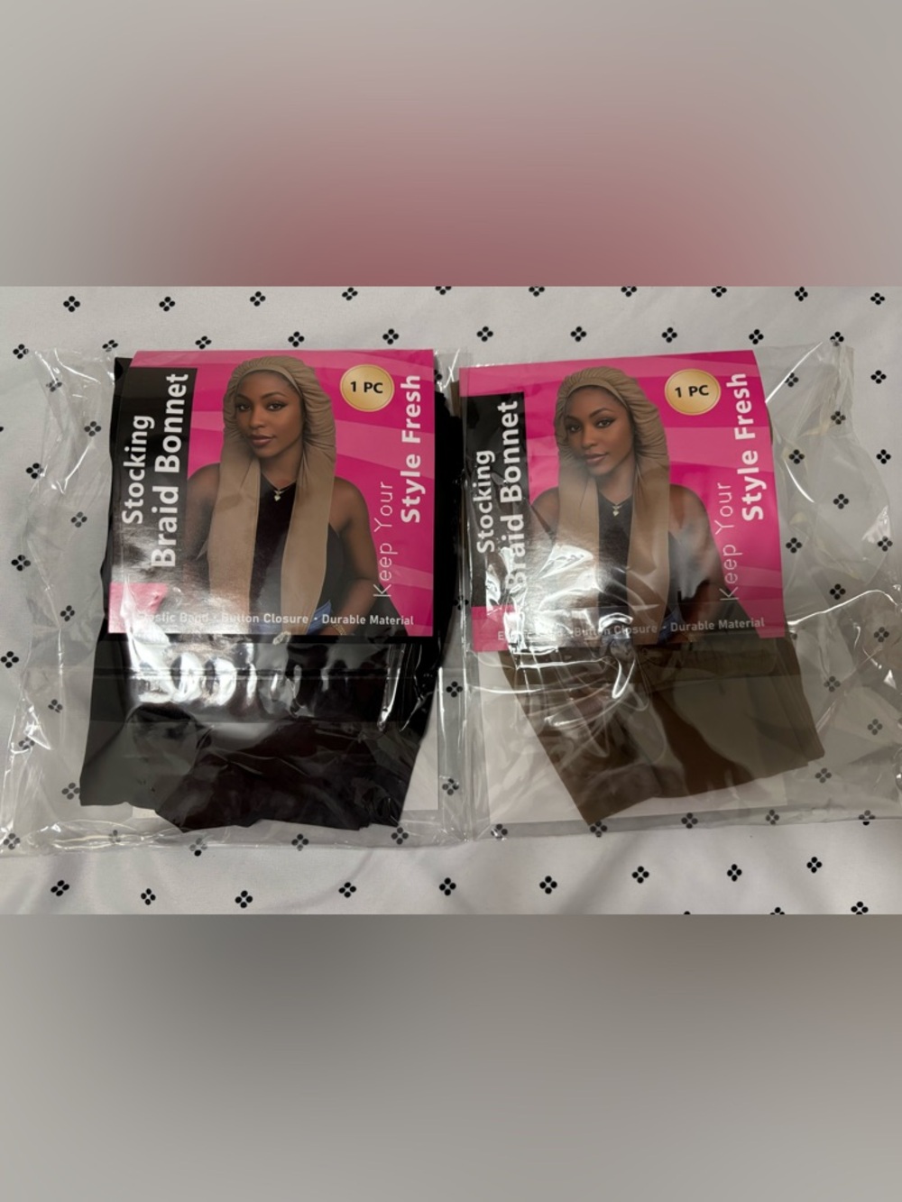 Bonnet for Braids, 2 in 1 Long Hair Protection, Colors “Black” and “Skin” bundle
